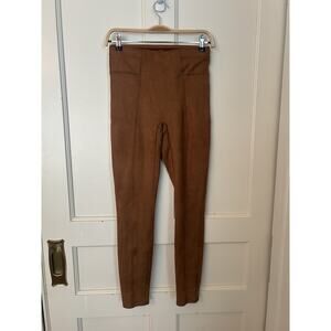 Spanx Faux Suede Leggings Womens Size Small Brown Athletic Athleisure Comfort